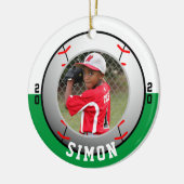 野球グリーンホワイトチームカラー セラミックオーナメント (左)