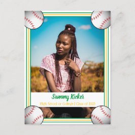 野球グリーン&金ゴールド卒業 案内ポストカード