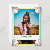 野球グリーン&金ゴールド卒業 案内ポストカード (正面/裏面)