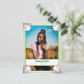 野球グリーン&金ゴールド卒業 案内ポストカード (スタンド正面)