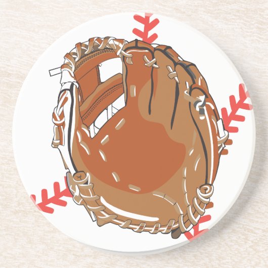 野球グローブと野球のベクター デザイン コースター (正面)