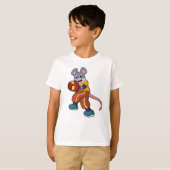 野球グローブを持った野球場のネズミ Tシャツ (正面フル)