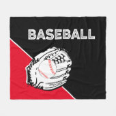 野球グローブブラック&レッド フリースブランケット (正面(横))