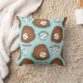 野球グローブボール&ボーイナスパターンスポーツテーマ クッション (ブランケット)