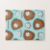 野球グローブボール&ボーイナスパターンスポーツテーマ ジグソーパズル (横)