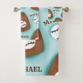 野球グローブボール&ボーイナスパターンスポーツテーマ バスタオルセット