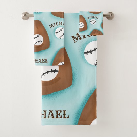 野球グローブボール&ボーイナスパターンスポーツテーマ バスタオルセット (インサイチュ)