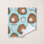 野球グローブボール&ボーイナスパターンスポーツテーマ バスタオルセット (ウォッシュタオル)