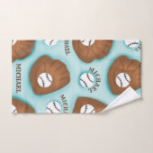 野球グローブボール&ボーイナスパターンスポーツテーマ バスタオルセット (ハンドタオル)