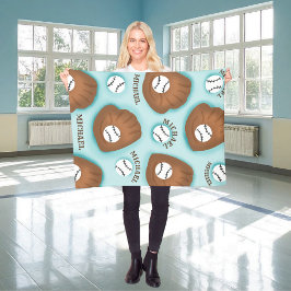 野球グローブボール&ボーイナスパターンスポーツテーマ フリースブランケット