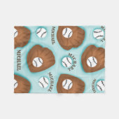 野球グローブボール&ボーイナスパターンスポーツテーマ フリースブランケット (正面(横))