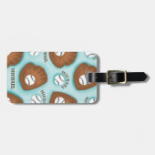 野球グローブボール&ボーイナスパターンスポーツテーマ ラゲッジタグ (正面横)