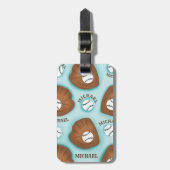 野球グローブボール&ボーイナスパターンスポーツテーマ ラゲッジタグ (正面縦)