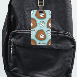 野球グローブボール&ボーイナスパターンスポーツテーマ ラゲッジタグ