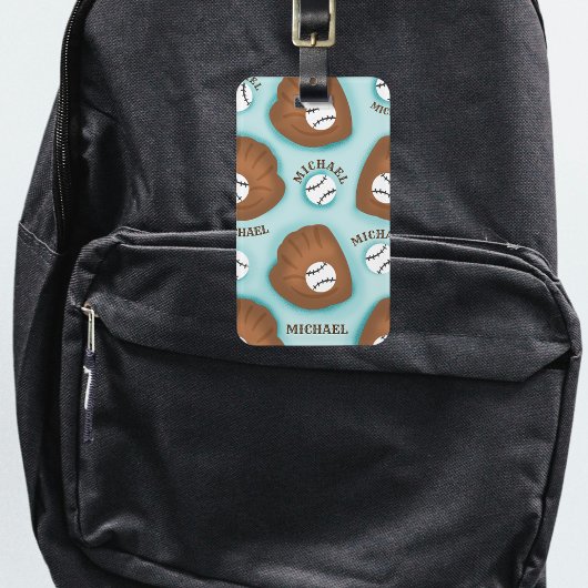 野球グローブボール&ボーイナスパターンスポーツテーマ ラゲッジタグ