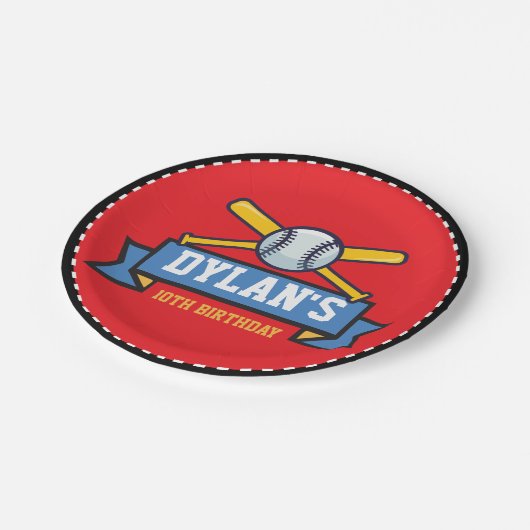 野球ゲームスポーツ子供の誕生日パーティーラウンド ペーパープレート (アングル)
