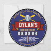 野球ゲームスポーツ子供の誕生日パーティーラウンド 招待状 (正面)