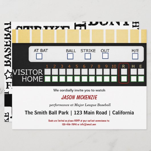 野球ゲーム 招待状 (正面/裏面)