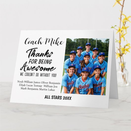 野球コーチのギフトのシーズン終了 カード (黄色い花)