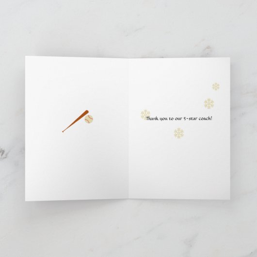 野球コーチのクリスマスホリデーカスタムの挨拶 シーズンカード (内部)