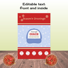 野球コーチのクリスマスホリデーカスタムの挨拶 シーズンカード