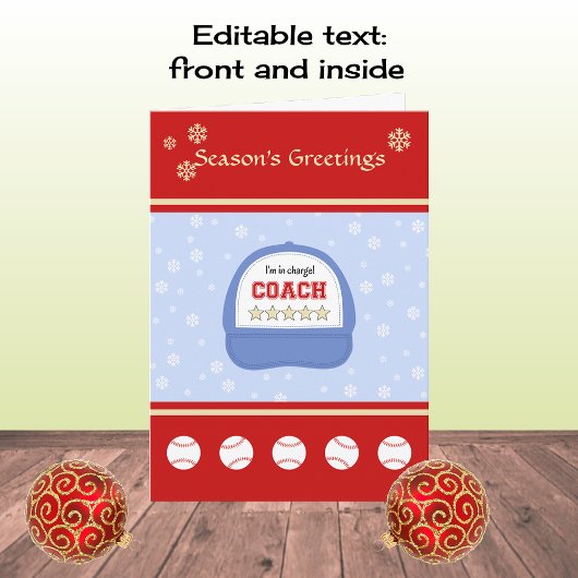 野球コーチのクリスマスホリデーカスタムの挨拶 シーズンカード