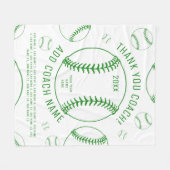 野球コーチのグリーンチームの選手の名前 フリースブランケット (正面(横))