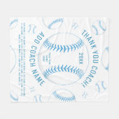 野球コーチのブルーチームプレーヤーの名前ありがとう フリースブランケット (正面(横))