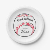 野球コーチの名前、チームと年を追加 ペーパープレート (正面)