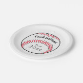 野球コーチの名前、チームと年を追加 ペーパープレート (アングル)