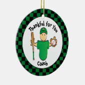 野球コーチオスパーソナライズされたマンガありがとう セラミックオーナメント (右)