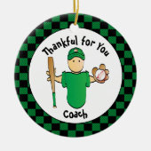 野球コーチオスパーソナライズされたマンガありがとう セラミックオーナメント (正面)