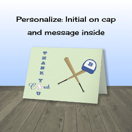 野球コーチカスタムイニシャル サンキューカード