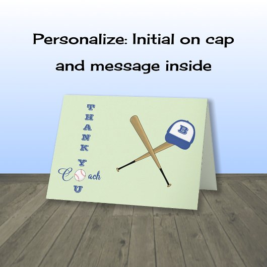 野球コーチカスタムイニシャル サンキューカード