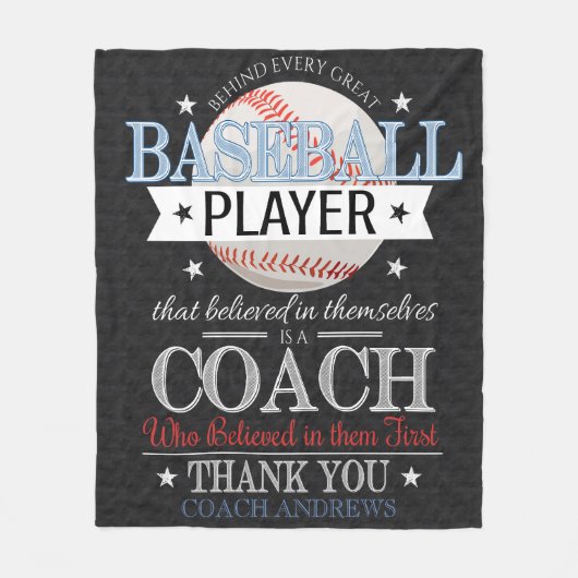 野球コーチサンキューギフトブランケット フリースブランケット (正面)