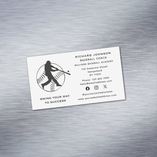 野球コーチソフトボールインストラクターソーシャルメディア マグネット名刺 (インサイチュ)