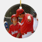 野球コーチボールスティッチフォトパーソナライズされた セラミックオーナメント (裏面)