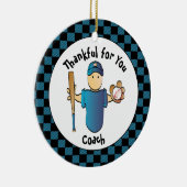 野球コーチ男性マンガありがとうクリスマス セラミックオーナメント (右)