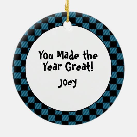 野球コーチ男性マンガありがとうクリスマス セラミックオーナメント (裏面)