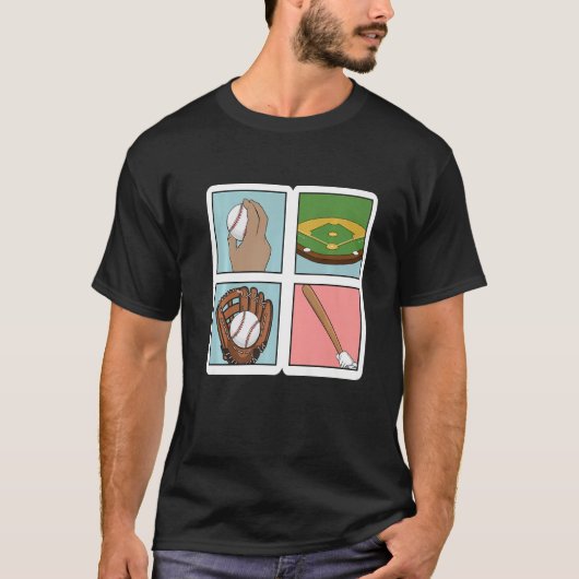野球コーチ選手チームスポーツこうもり及びボールパス Tシャツ (正面)