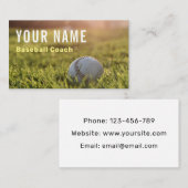 野球コーチ選手ランドスケープ緑のフィールドボール 名刺 (正面/裏面)