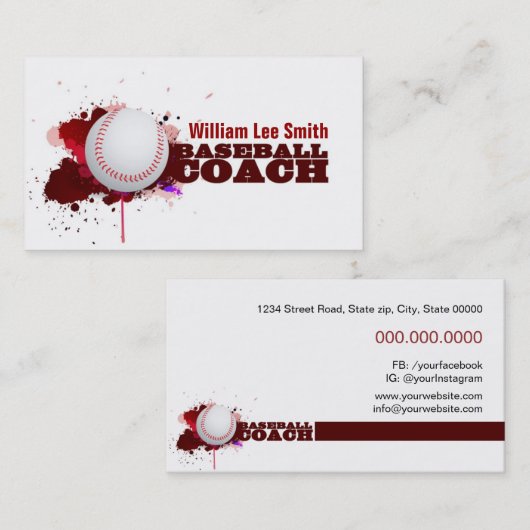 野球コーチ 名刺 (正面/裏面)