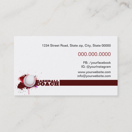 野球コーチ 名刺 (裏面)