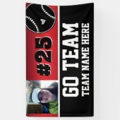 野球ゴーチーム1枚の写真赤いバナー 横断幕 (縦)