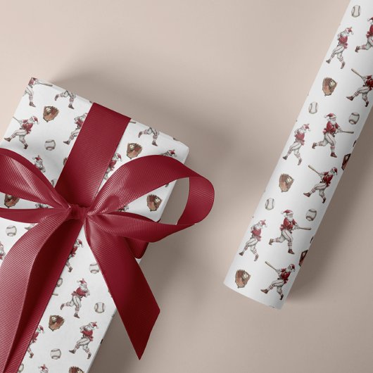 野球サンタのクリスマス ラッピングペーパー