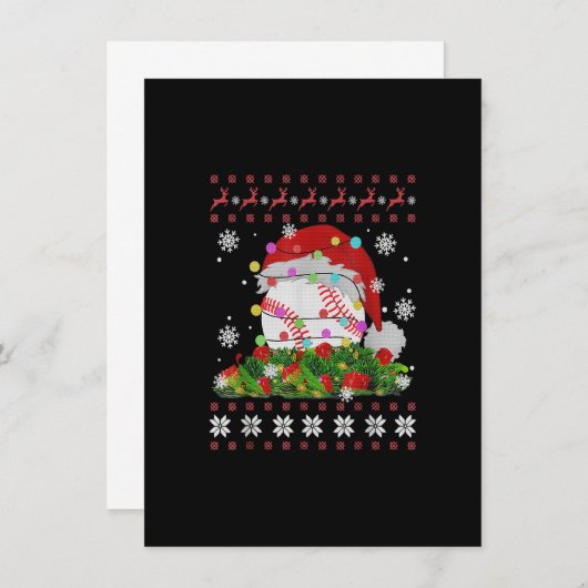 野球サンタハットトナカイ野球選手の醜いC 招待状 (正面/裏面)