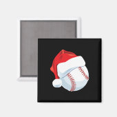 野球サンタハットメンズボーイズのクリスマスクリスマス マグネット (正面/裏面)