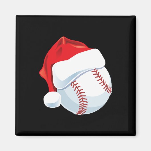 野球サンタハットメンズボーイズのクリスマスクリスマス マグネット (正面)