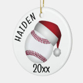 野球サンタ帽子クリスマス セラミックオーナメント (左)