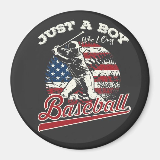 野球サークルが大好きな男の子 マグネット (正面)